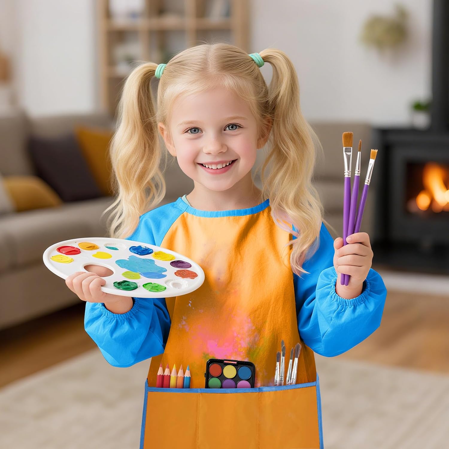 DaiUni Art Smock for Kids, Toddler Paint Smock Kids Painting Apron image 5