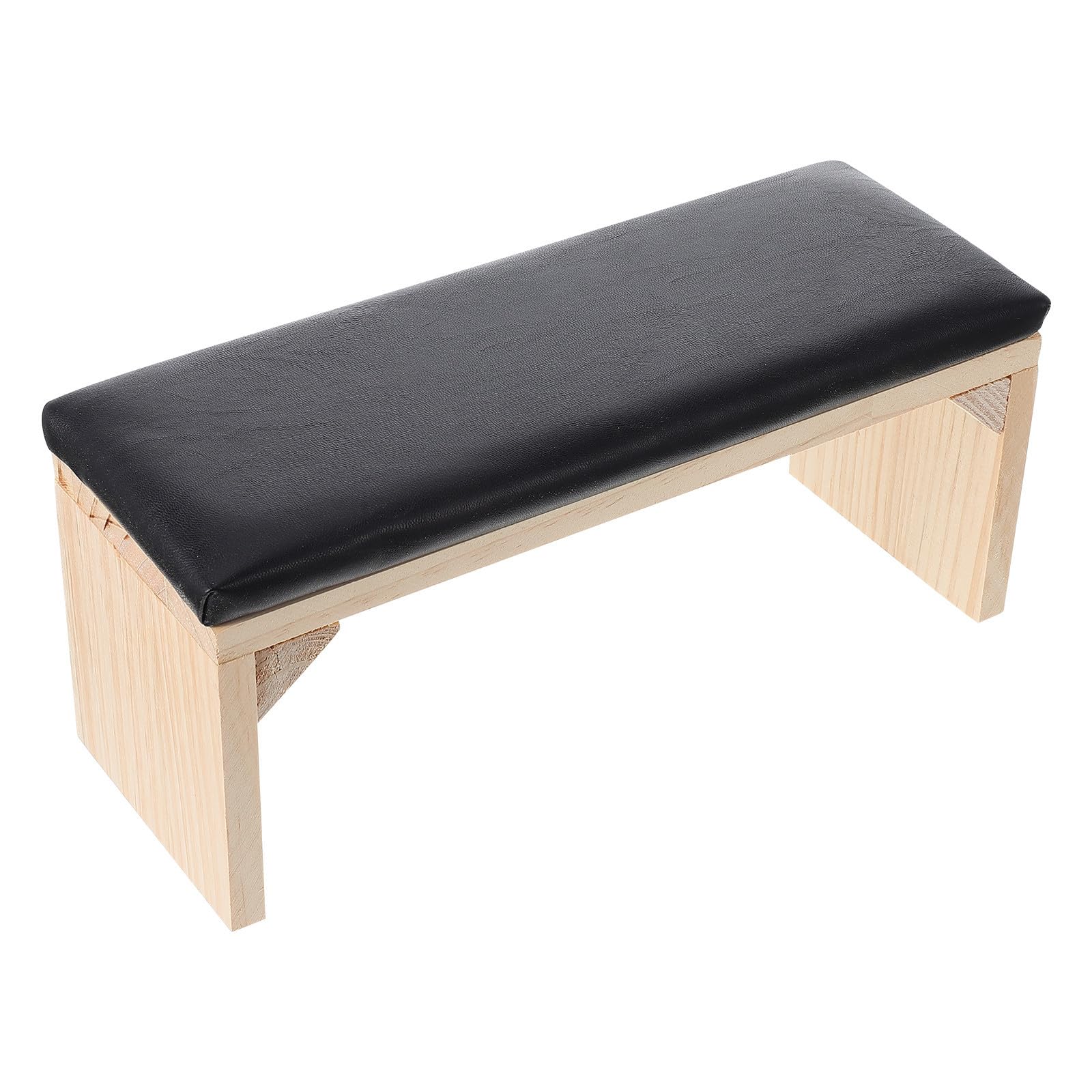 Cojín para Reposamanos de Manicura en Madera y Material Negro, Práctico y Resistente para Entrenamiento y Embellecimiento de Uñas en Salón o Casa