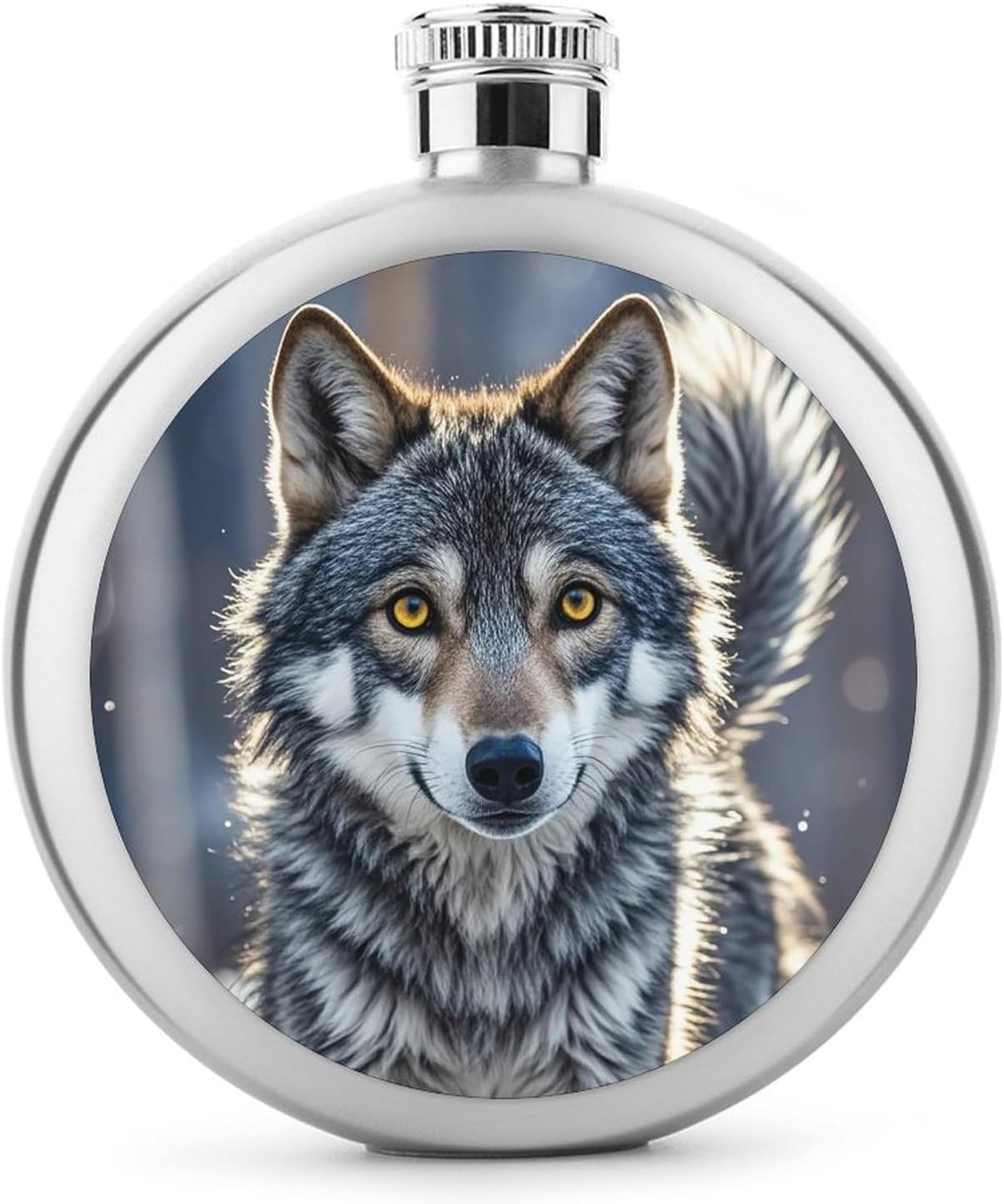 Cute Wolf Stainless Steel Flagon to 5 Oz with Screw Cap,Hip Flask for Men–Whiskey & Liquor Pocket Flask,Alcohol Flagon for Camping Drink Sports Outdoor Wine Bottle