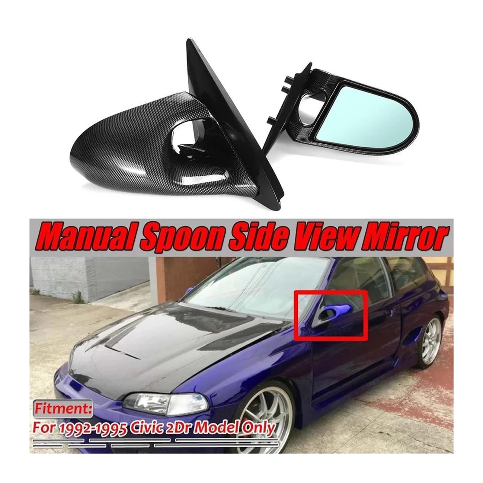 用 シビック Eg 2d 1992-1995 車用サイドウィングビューミラー 手動 