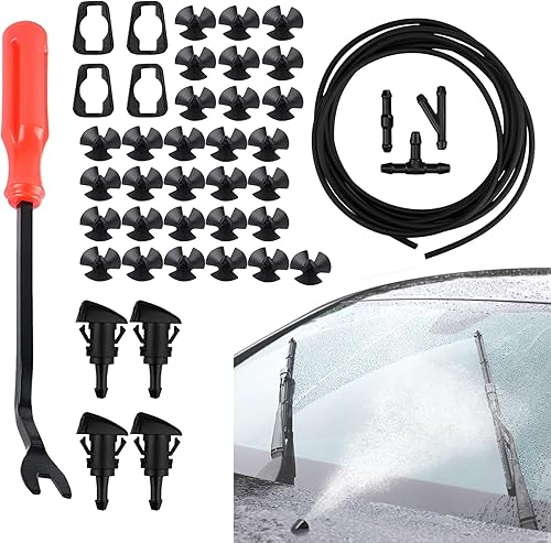 Miniatura 30 de 4805742AB - Kit de limpiaparabrisas delantero, boquilla de lavado y manguera de líquido de 6.6 ft con conector, kit de manguera de lavado de T3