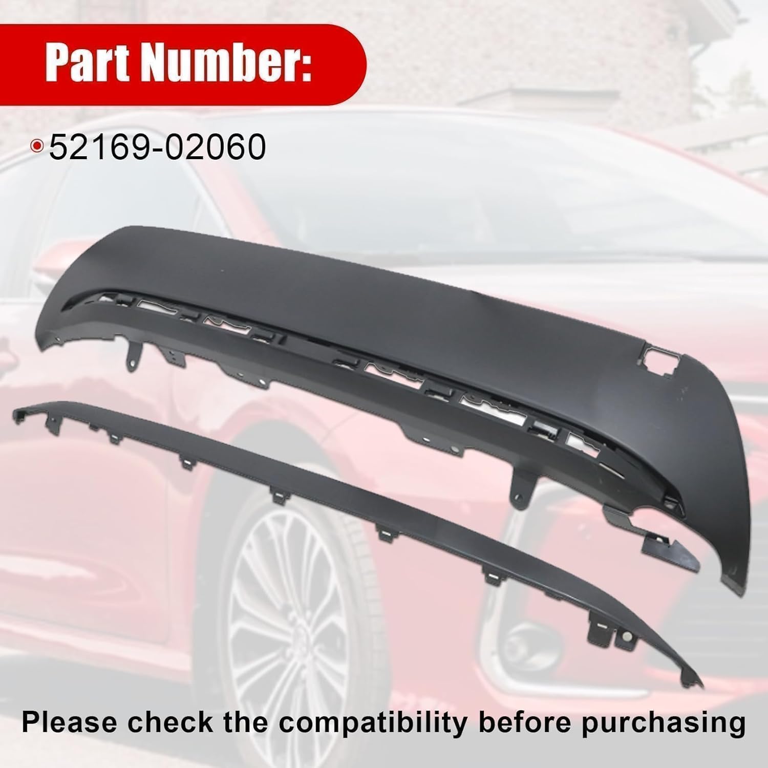 FZJDSD Black Rear Bumper Lower Valance Molding Cover 52169-02060 Compatible with Toyota Corolla LE XLE 2020 2021