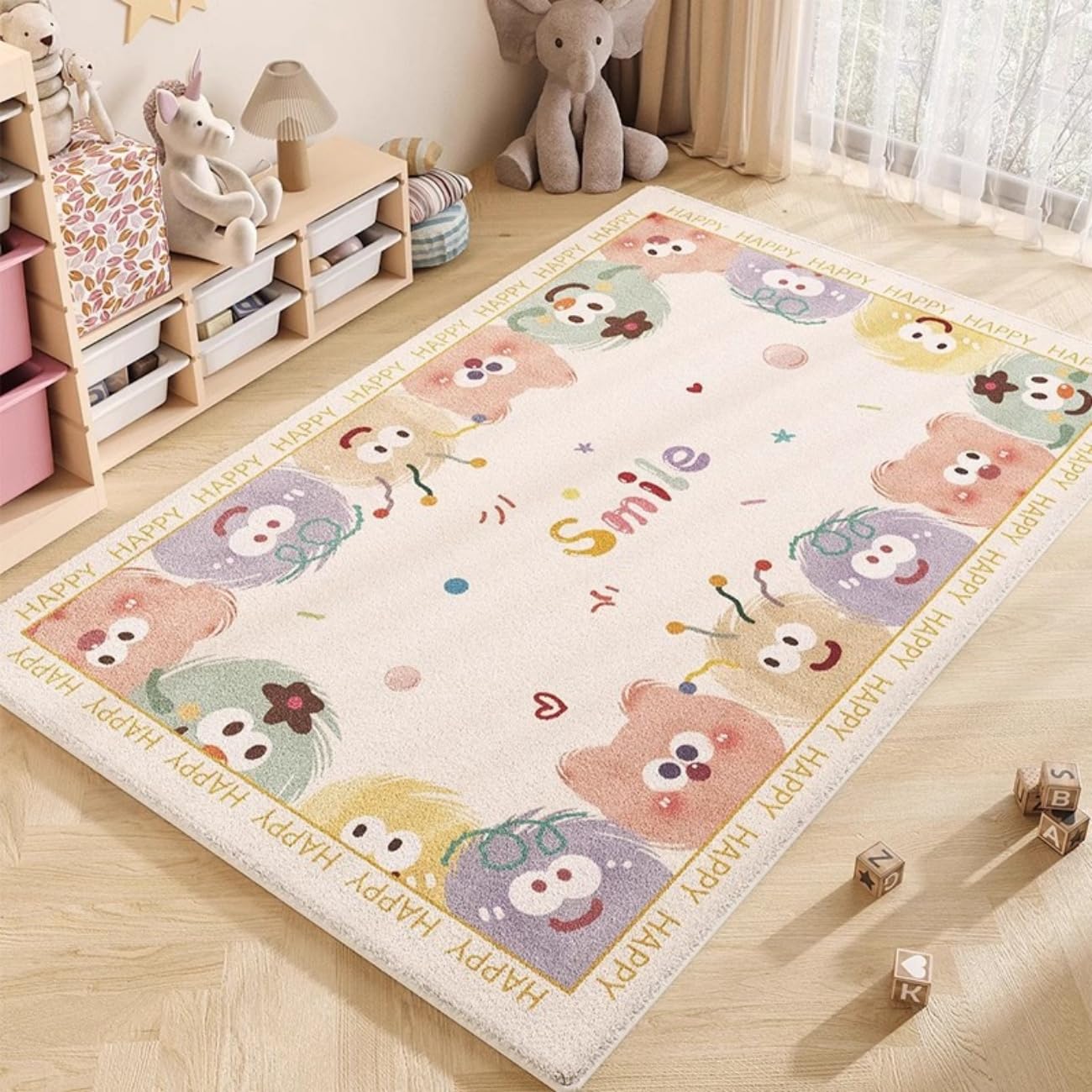 Alfombras Infantil de Imitación de Cachemira, Animal Gato Perro Grafiti 3D Alfombra Habitación Niños Niñas, Peluche Esponjoso Gaming Alfombra para Sala de Estar, Sala de Juegos, 120x160 cm, Style 3