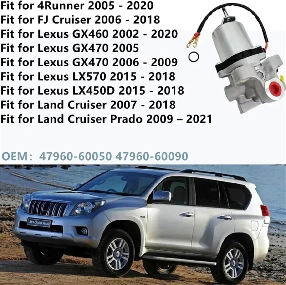 ABS Pump Brake Booster Motor ABS Brake Booster Pump Motor Fit For Toyota Land Cruiser Prado 4Runner FJ Cruiser 47960-60050 47960-60090 Brake Booster Pump Motor