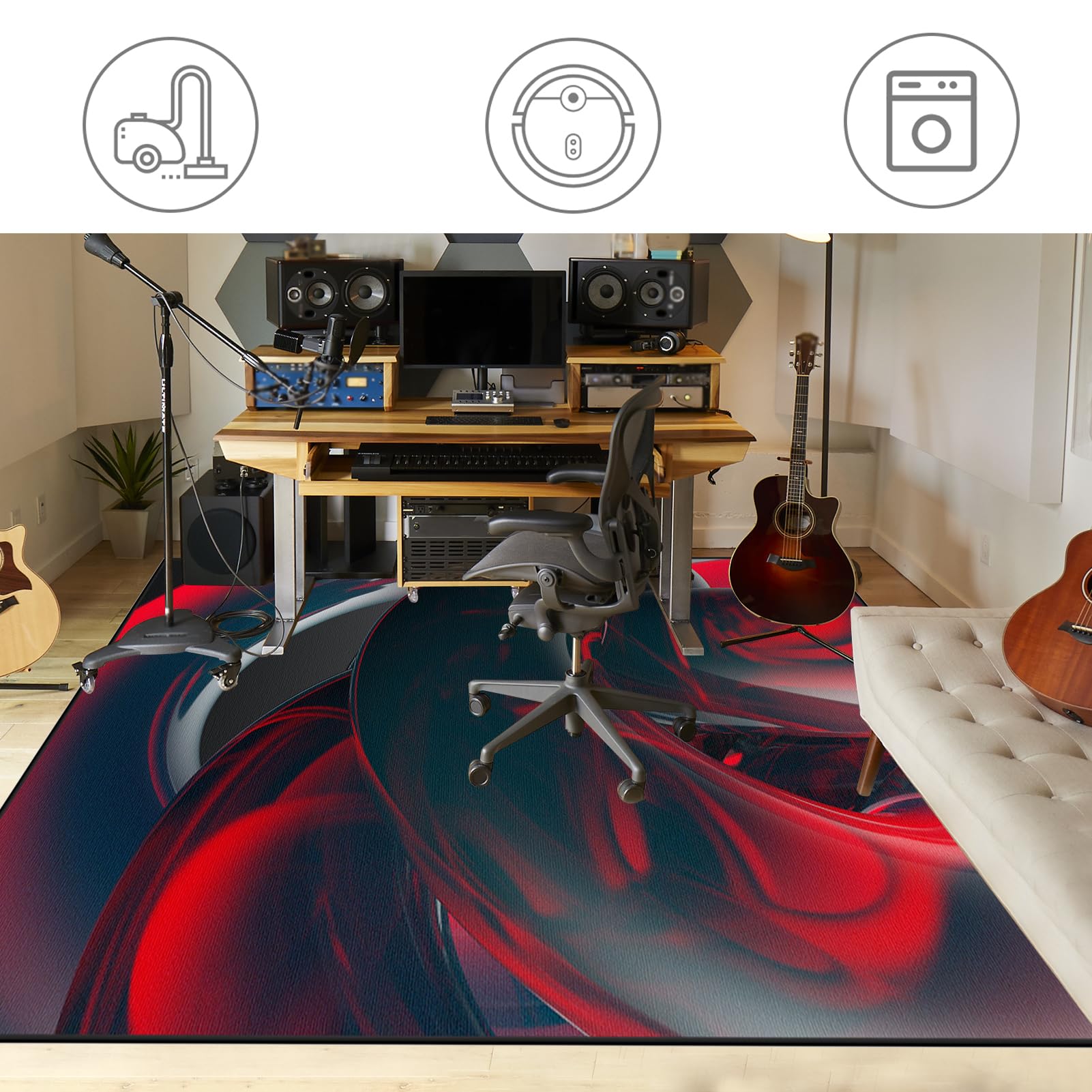 160 x 140 cm, dźwiękoszczelna mata perkusyjna, dywan, antypoślizgowy, do elektronicznego zestawu perkusyjnego, profesjonalna mata podłogowa, prostokątna podkładka do werbla basowego i innych