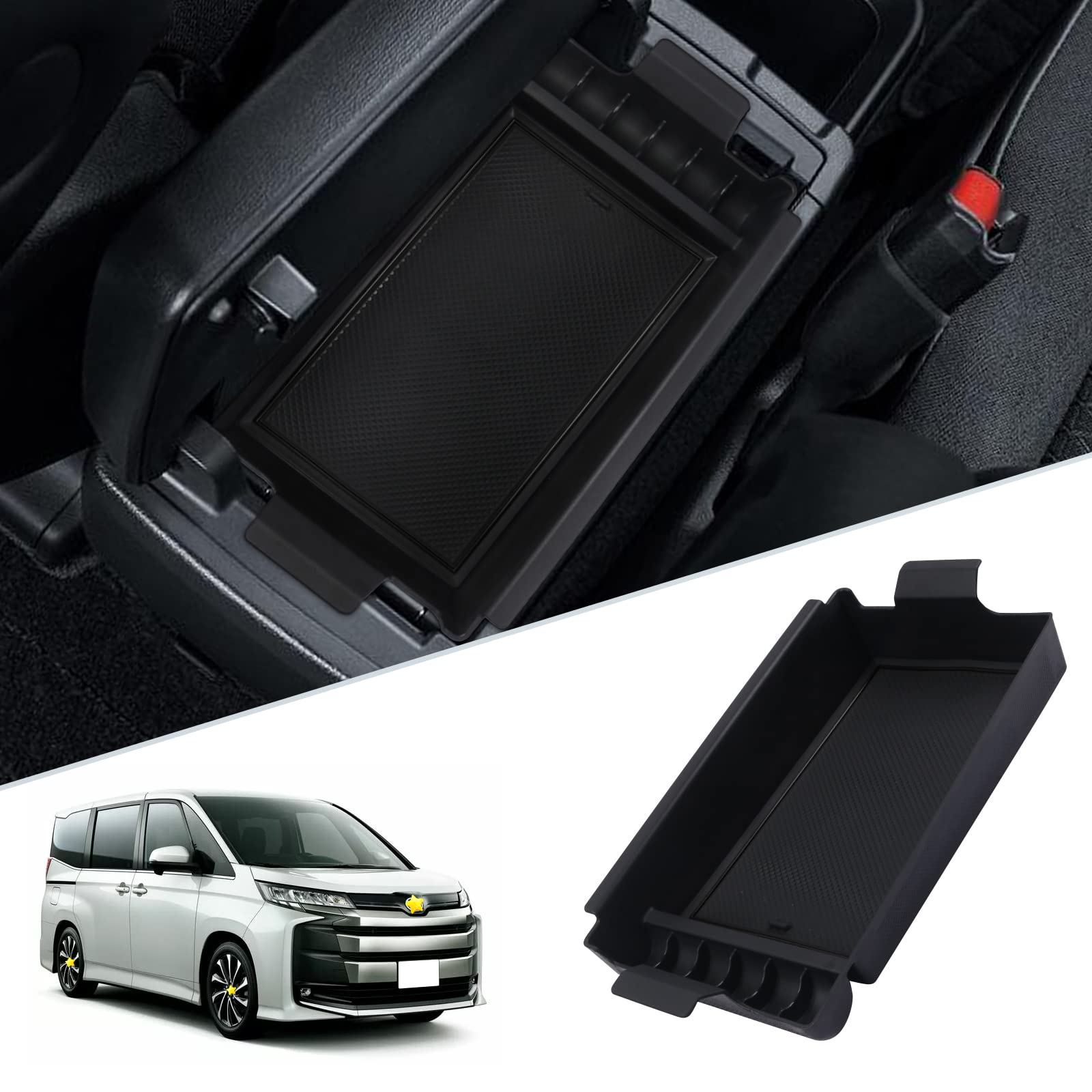 Amazon | SKTU トヨタ ノア 新型 トヨタ ヴォクシー 4代目 車用 内蔵型コンソールボックス 収納トレイ ラバーマット付き 小物入れ  コインケース 装着簡単 カスタムパーツ 滑り止め ノア専用 騒音軽減 傷消し ABS樹脂製 無臭無毒 ヴォクシーアクセサリー (ブラック) | ...