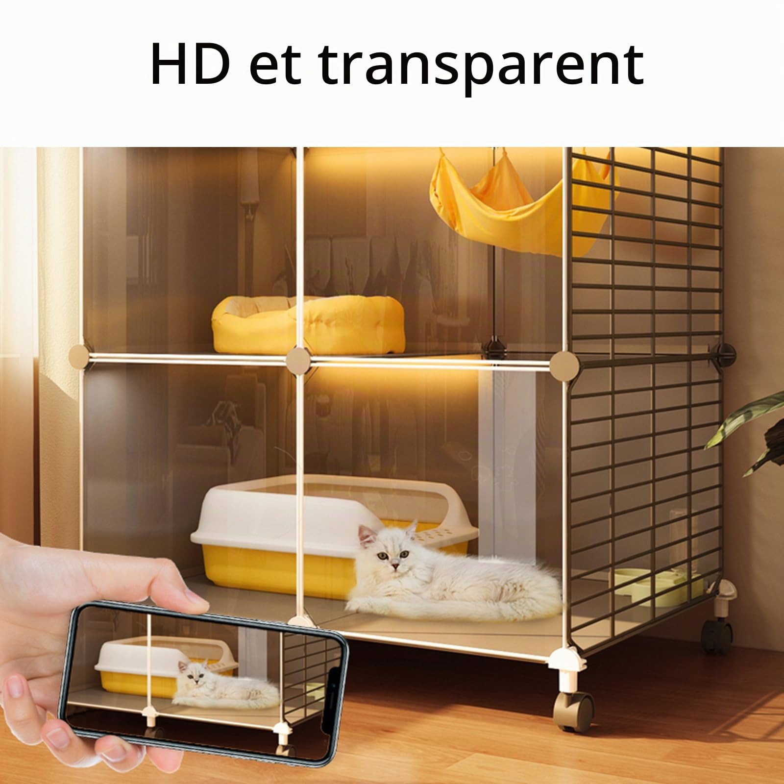 BBAUER Cages pour chats d'intérieur avec roulettes, enclos pour chat facile à assembler