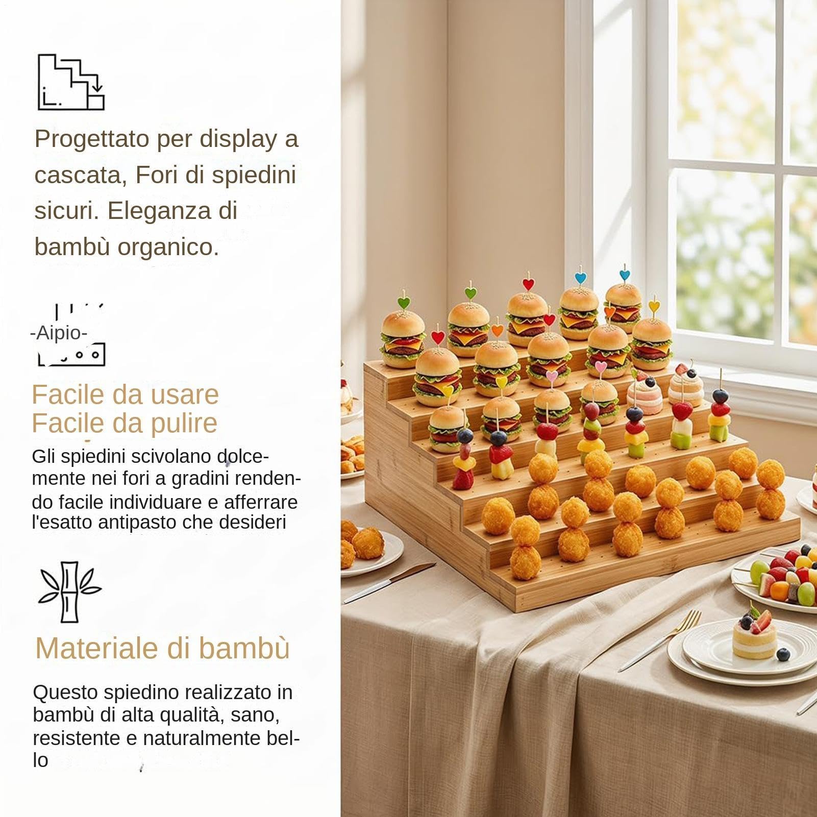 Soporte Para Brochetas Estante Servicio 6 Niveles | Soporte para pinchos Para Frutas, Aperitivos, Verduras, Cóctel, y , Catering, Barbacoa, Buffet, y Bodas