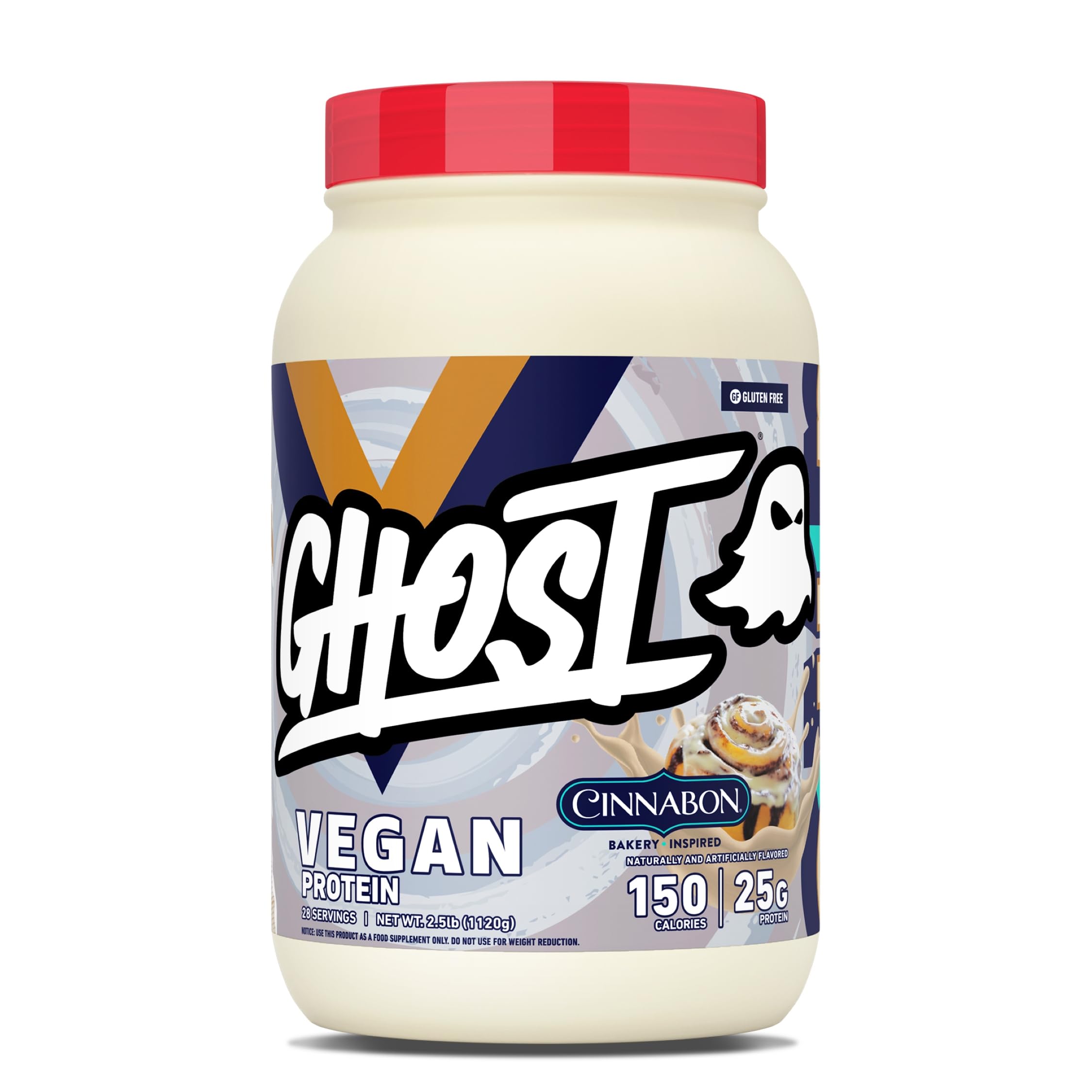 Amazon.com: GHOST Vegan Protein Powder, Cinnabon – 2.5LB Tub, 25G