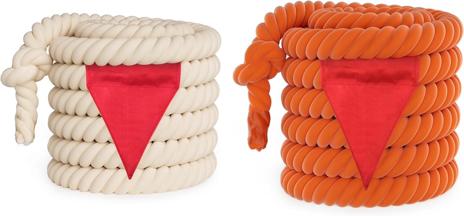 Tug of War Rope with Flag for Kids and Adults, Khaki 20ft + Orange 20ft