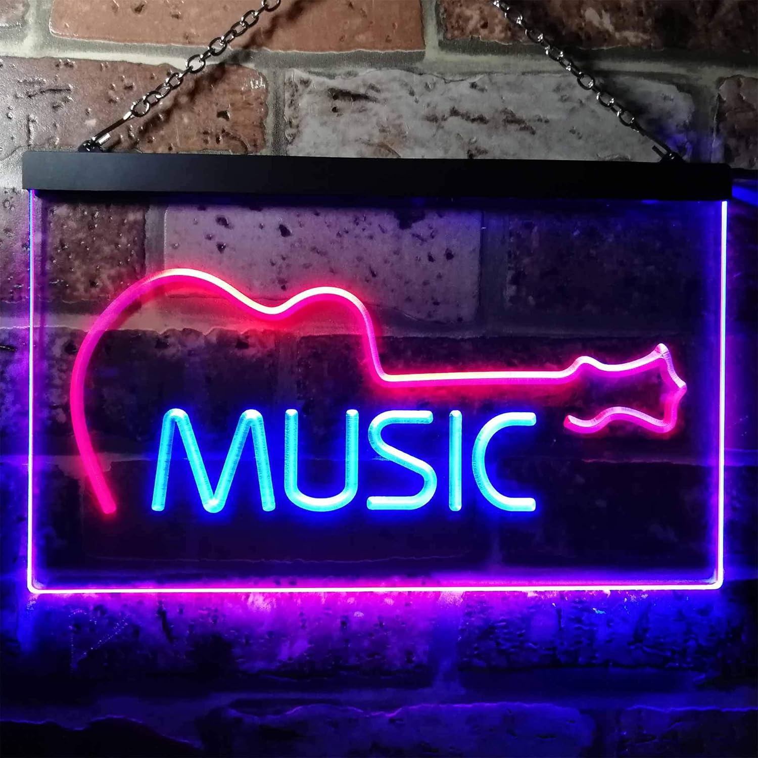 ADVPRO Guitar Music Room Band Man Cave Dual Color LED Neon Sign Blue & Red 12" x 8.5" st6s32-i0528-br
