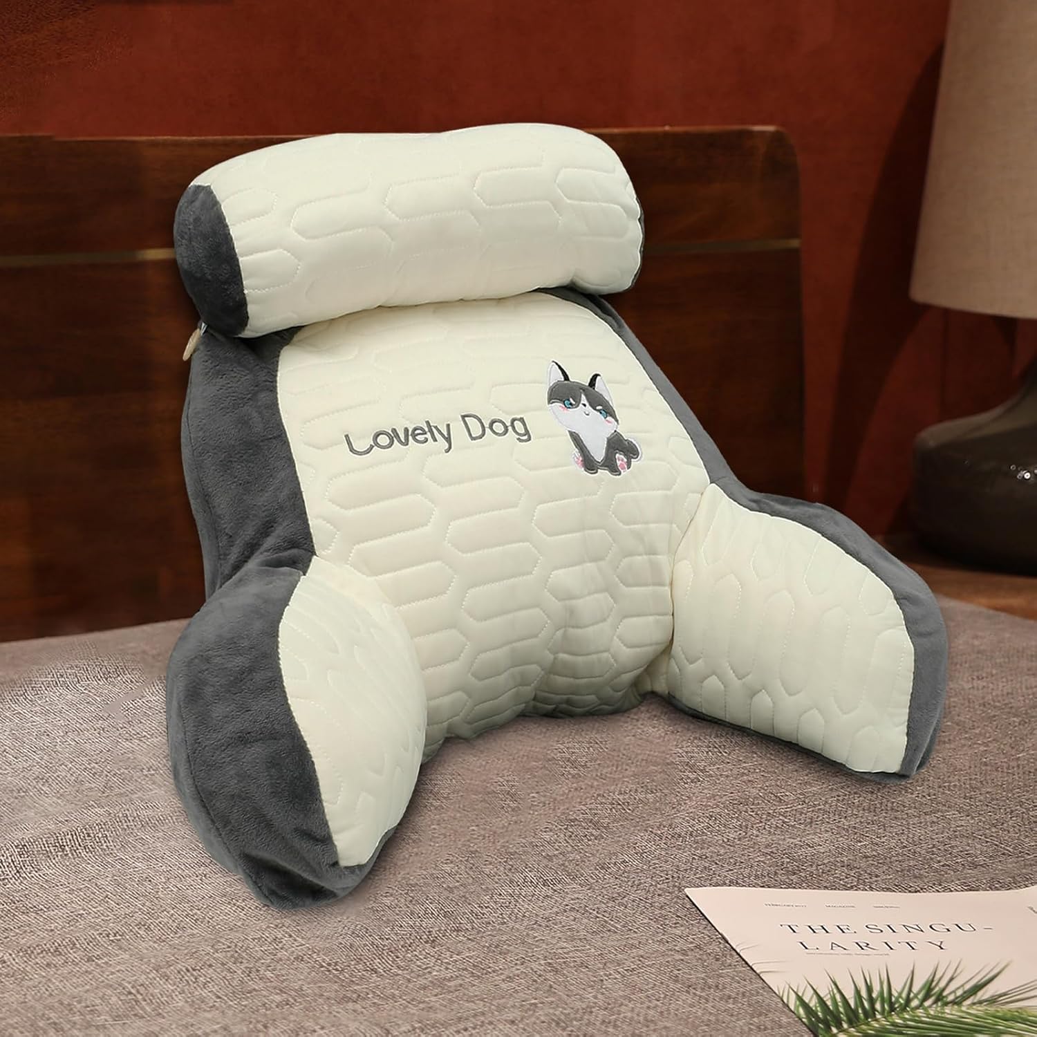 Bed Reading Pillow, 60×45×20 cm Reading Pillow Lumbar Support Cushion