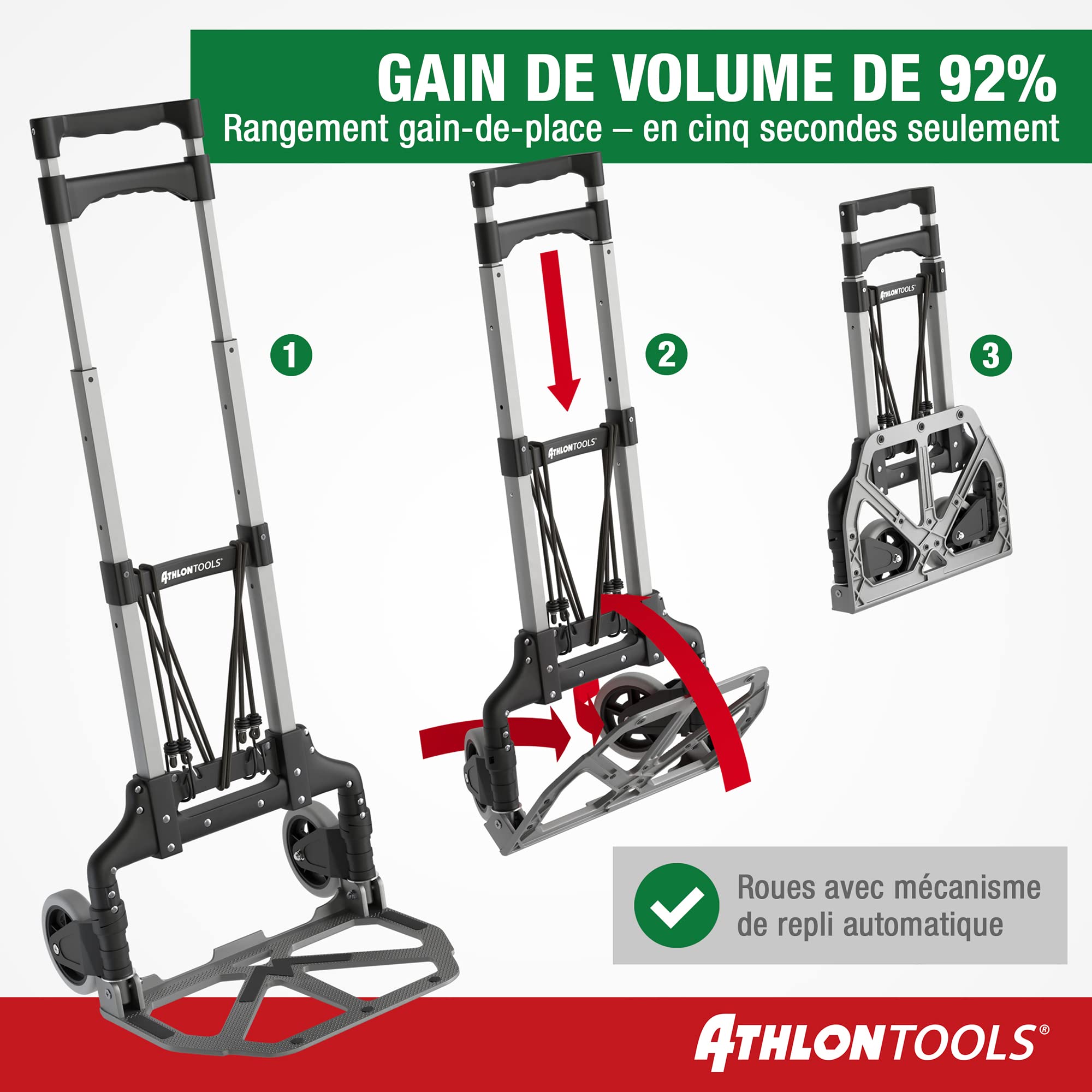 ATHLON TOOLS Diable Pliable en Aluminium - 70 kg capacité TÜV GS-certifié