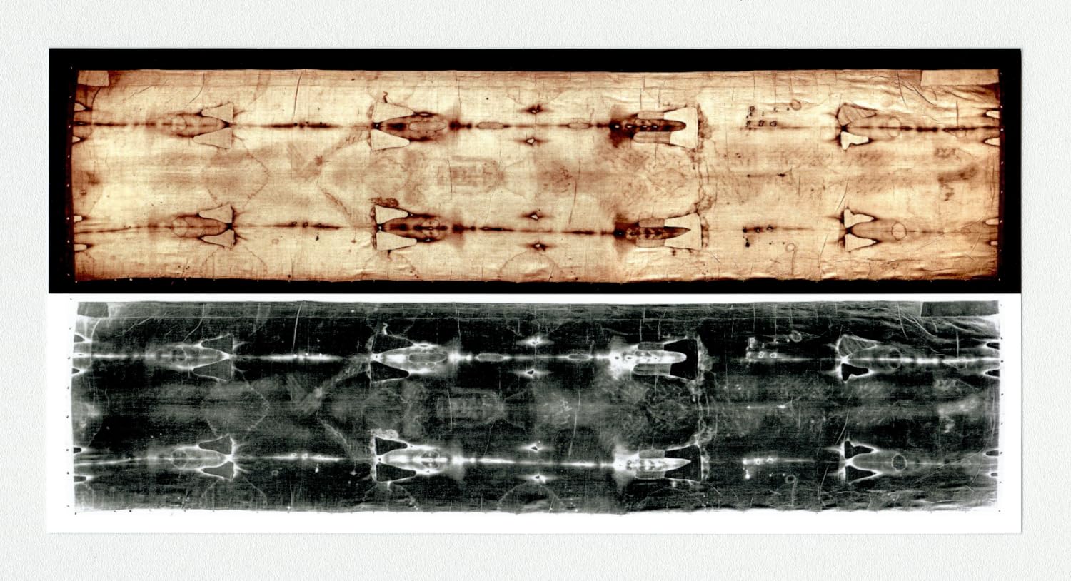 Shroud of Turin Jesus Christ Burial Cloth with Negative Photo Poster Art Print 24 x 12 in