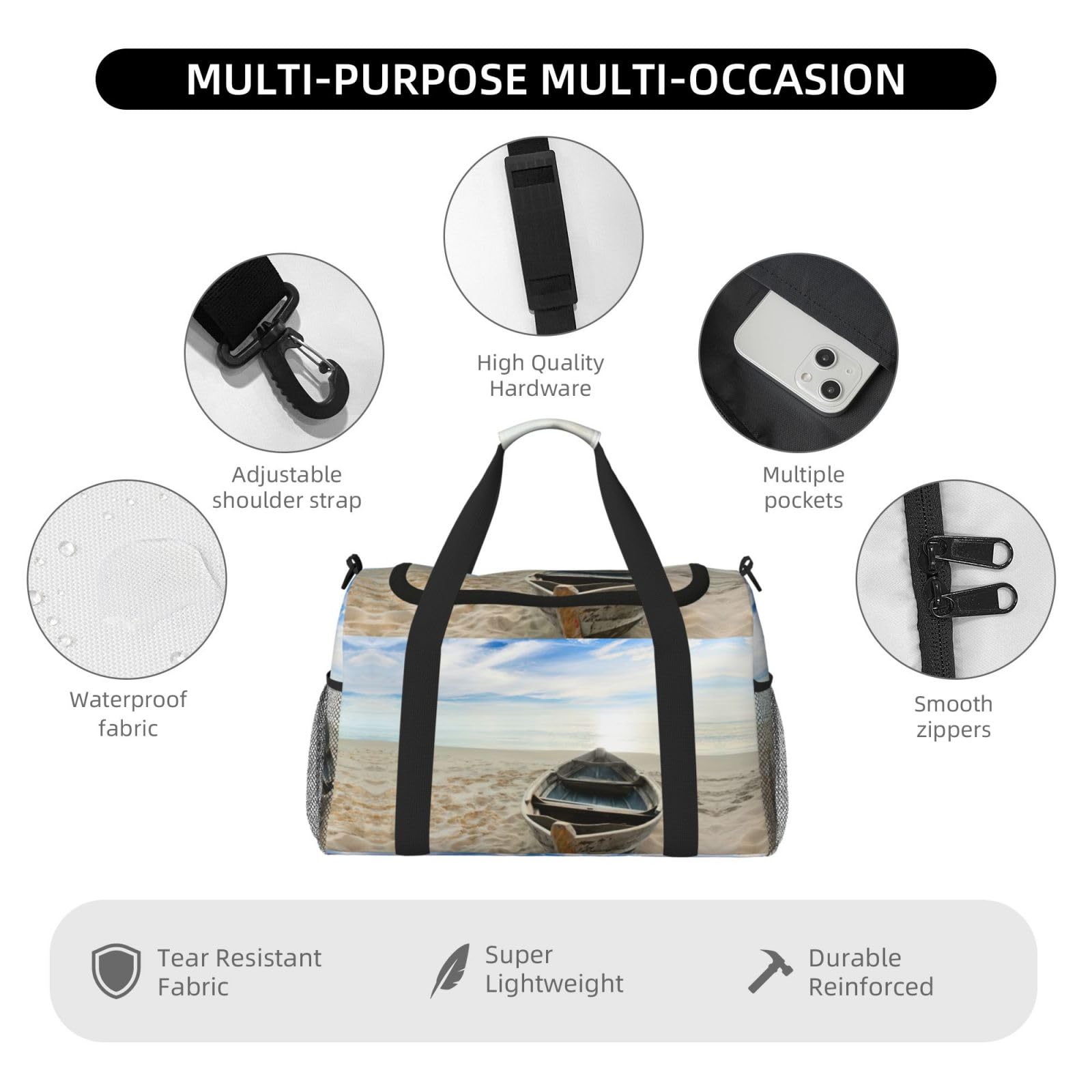 Łódź na plaży torba na ramię kobiety mężczyźni podróżna torba crossbody torebka torba na ramię torebki robocze codzienna torba hobo