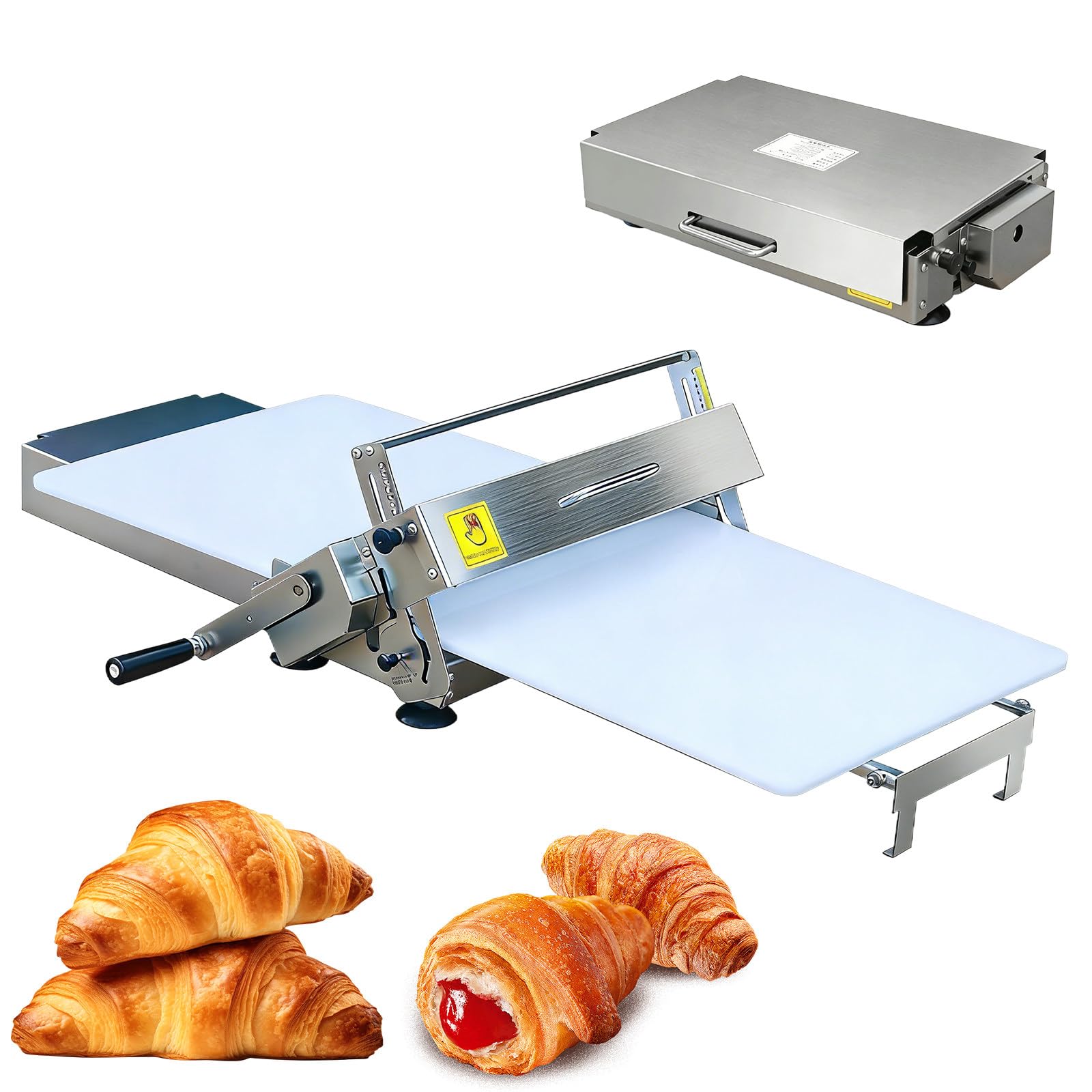 Folding Dough Sheeter with Sheeter Boards, Stainless Steel, Adjustable Thickness, Manual Dough Roller Machine, for Pizza, Croissants, Pastry & Fondant Table Top Design