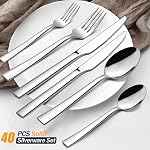 HaWare 53-Piece Cutlery Set for 8, Stainless Steel Silverware Flatware Sets with Steak Knives, Serving Utensil Set Include Knife Fork and Spoon, Dishwasher Safe