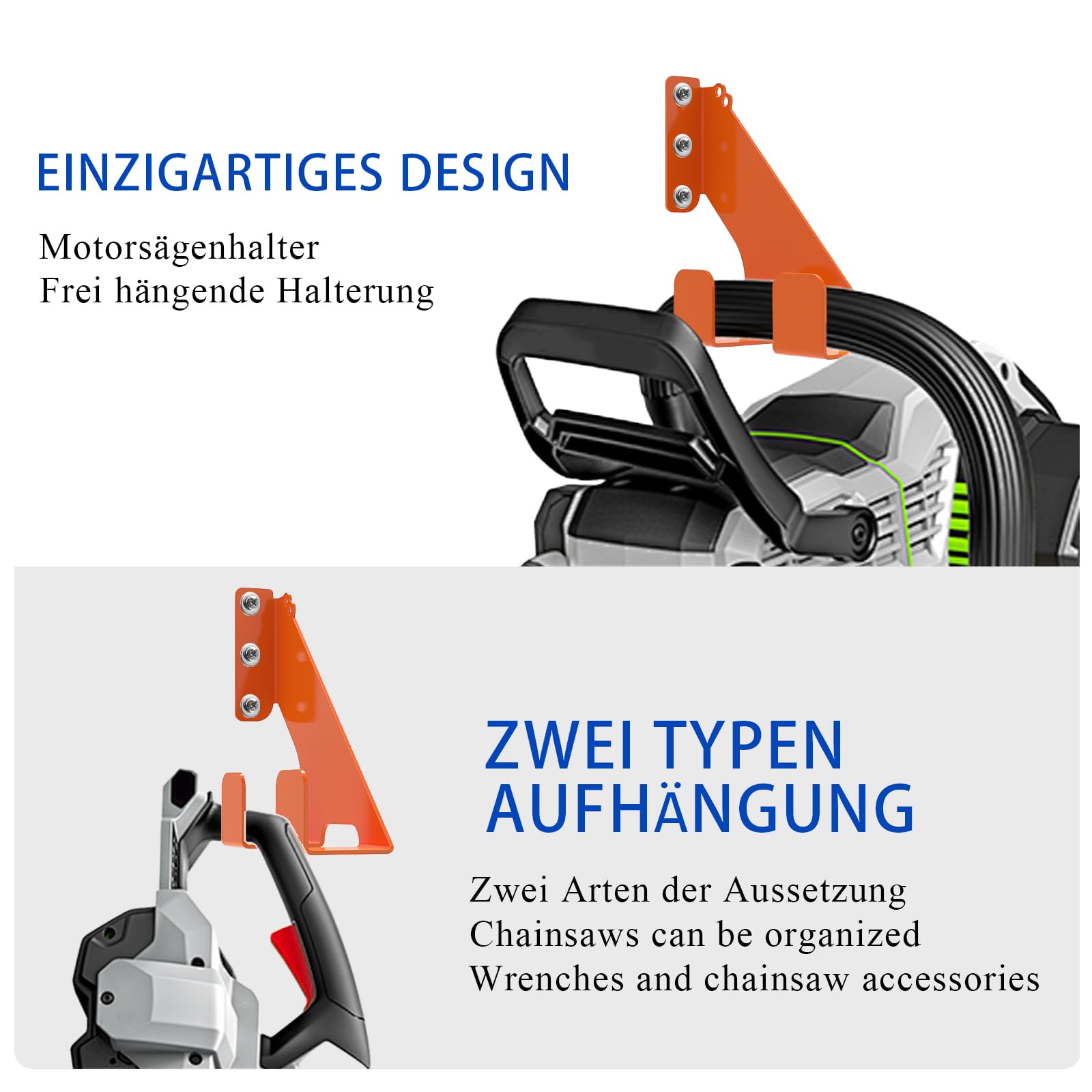 2 Stück Wandmontiert MotorsäGenhalter Passend für Stihl,Husqvarna,Echo KettensäGe ZubehöR 150Lbs Belastbar,Forst ZubehöR,SchüTzt Vor Rost Und Spart Platz In Garagen Und WerkstäTten