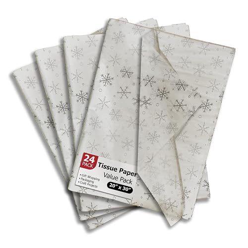 Pro Supply Global Silver Snowflake Printed Tissue Paper for Gift