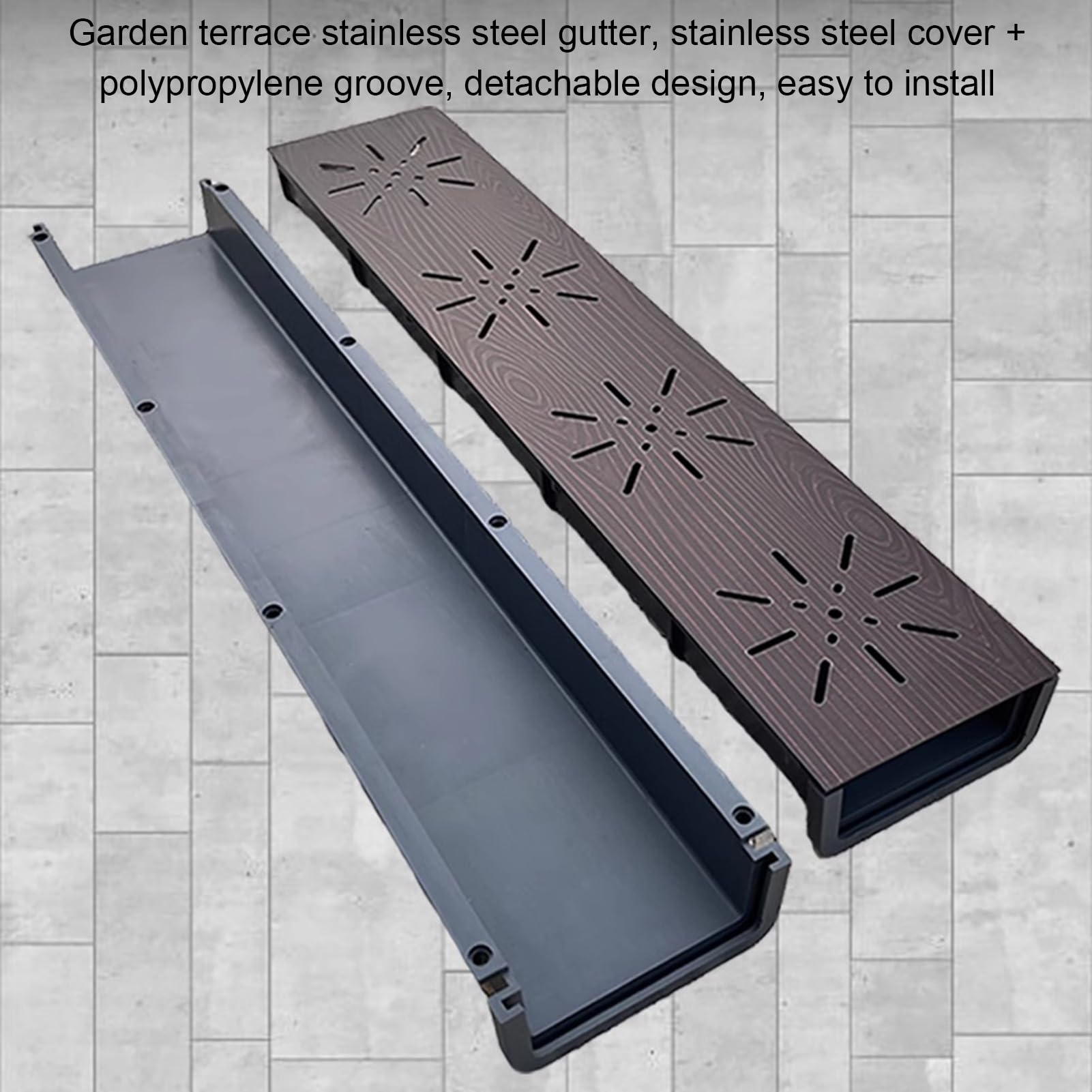Driveway Trench Drain System Kit – 304 Stainless Steel Linear Channel Drain With Grate, 5-Pack For Patio, Yard & Deck