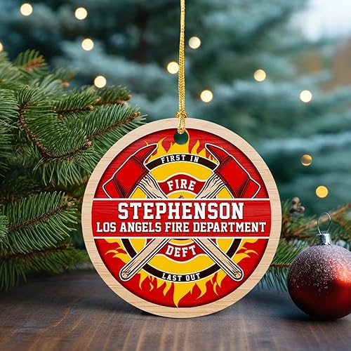 Miniatura 4 de First in Fire Dept Last Out - Adorno de Navidad 2023, adorno de bombero personalizado para Navidad, adorno de Navidad personalizado con nombre y