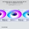 Phanteks M25-120 Gen2 Reverse Blade Triple Pack, 3X 120mm ARGB High Performance Cooling Fans, Daisy Chain Combined Fan Frame, Infinity Mirror hub, Single Cable Connection, White