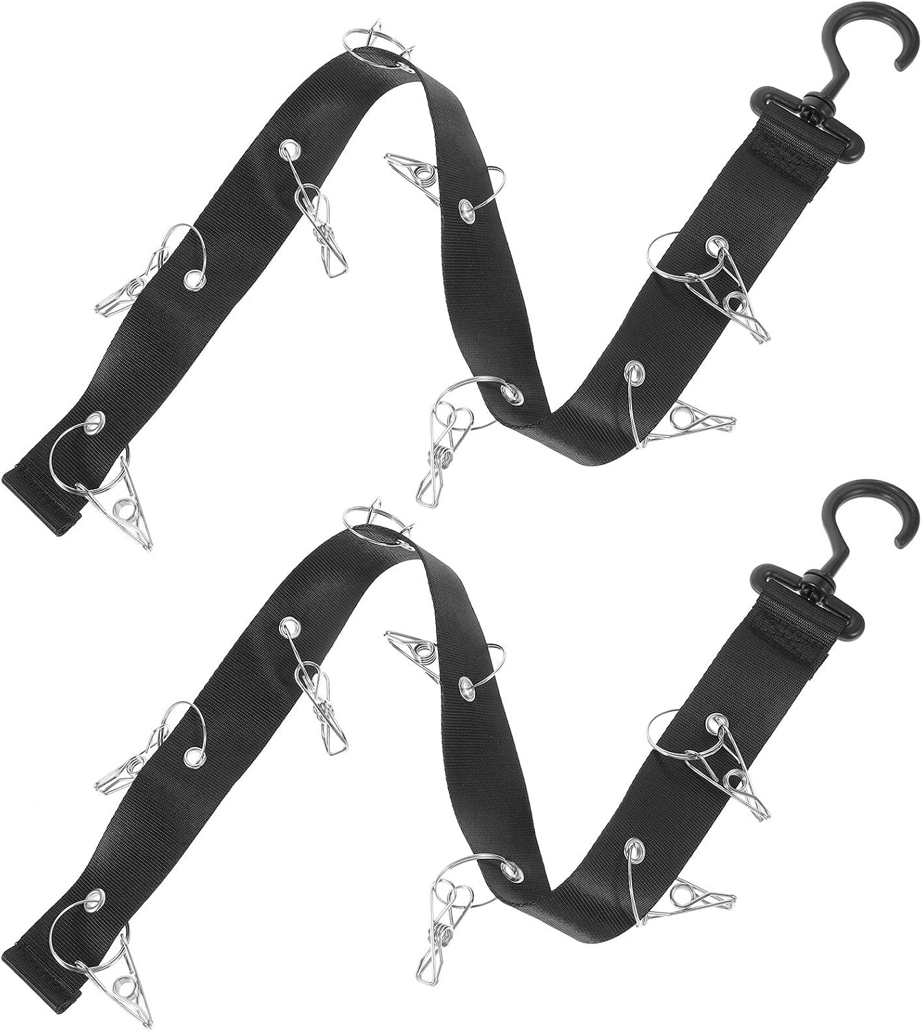 2pcs Hockey Drying Strap Hanging Holder, Black Oxford Steel