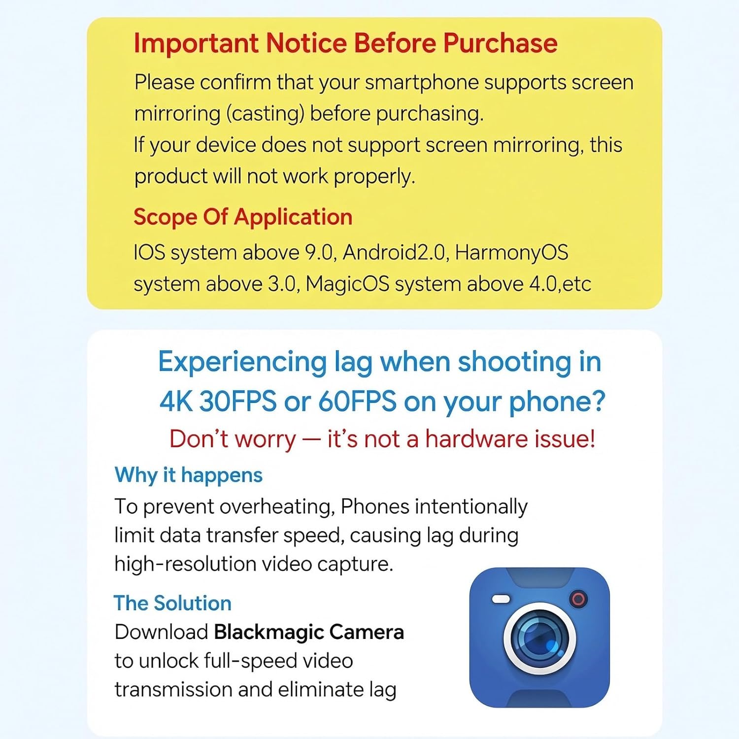 4K 30fps Wireless Vlog Selfie Back Camera Screen Monitor Mirror for iPhone/Android with Magnetic Bluetooth Remote Control,Smallrig Monitor,Content Creator Essentials,4.02 Inch, 1500Am Battery