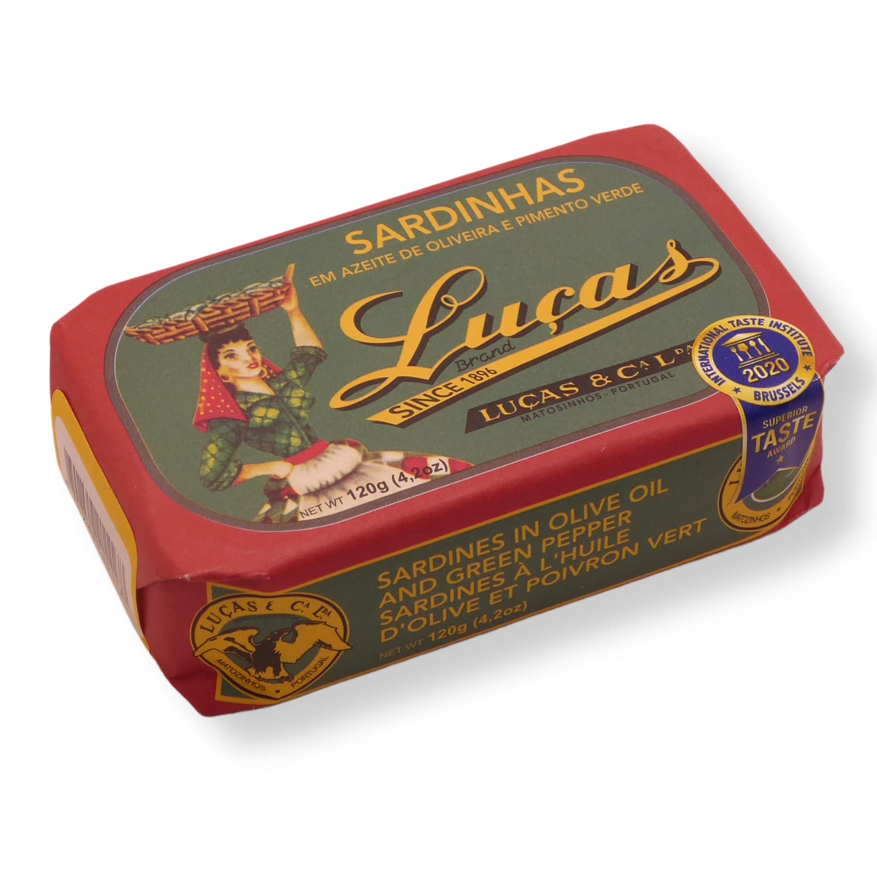 Luças - Sardines en Huile d'Olive et Poivron Vert/Produit Gourmet du Portugal - 5 x 120 gr Pack