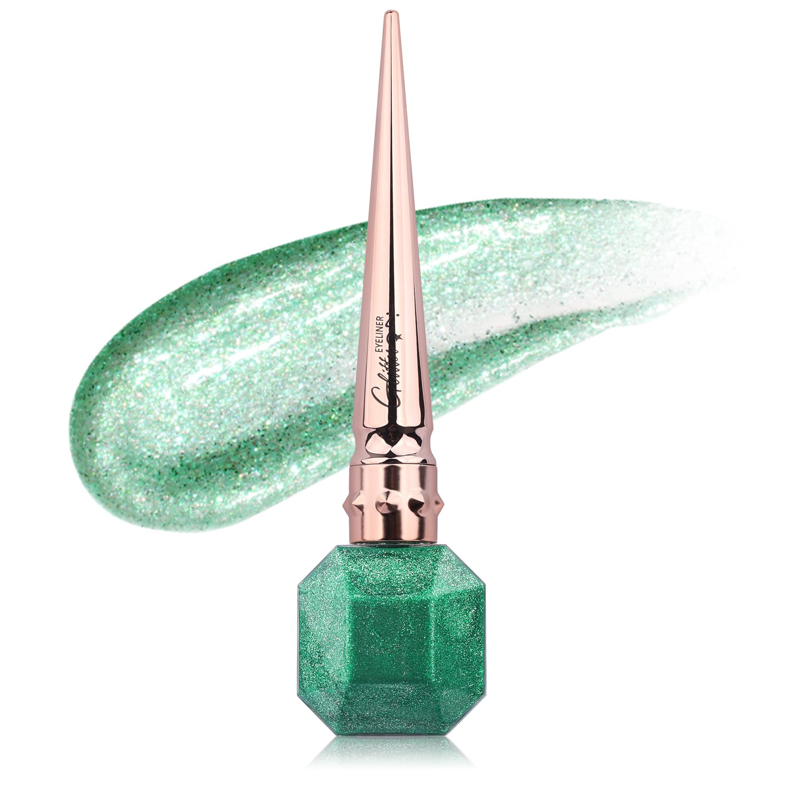 FADVAN Delineador de Ojos de Purpurina Fina 06 Verde Delineador de Ojos Líquido con Purpurina de Larga Duración Sombra de Ojos Líquida con Purpurina(#06)