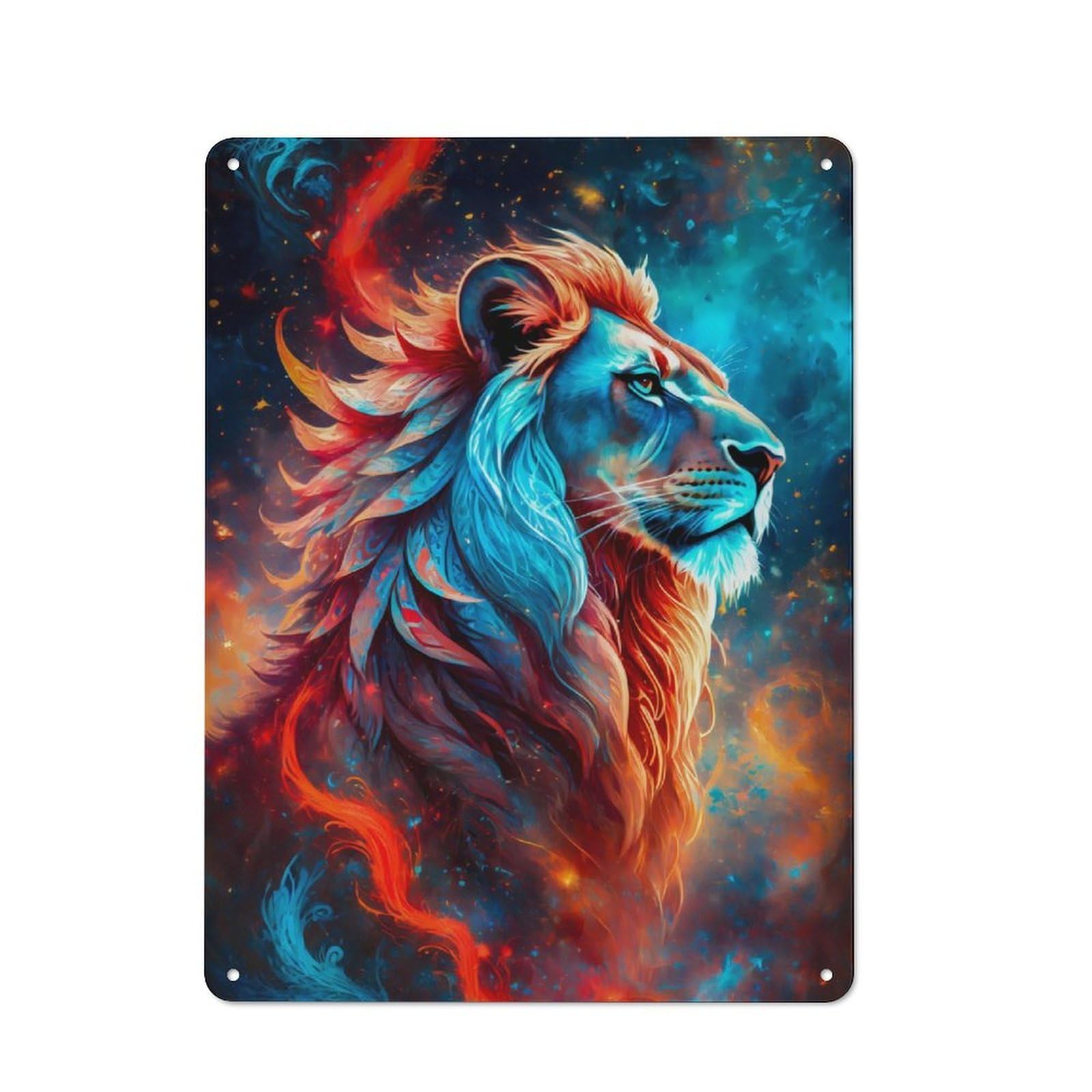 Junmoney A Close Up Of Mystic Lion Rustic Tin Sign 40X30cm For Man Cave Or Games Room, Housewarming Present For People Styling Man Cave And Games Room