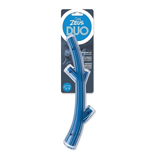 Zeus Juguete para Masticar Perro Duo Palo, 30cm, Azul, Aroma a Beicon