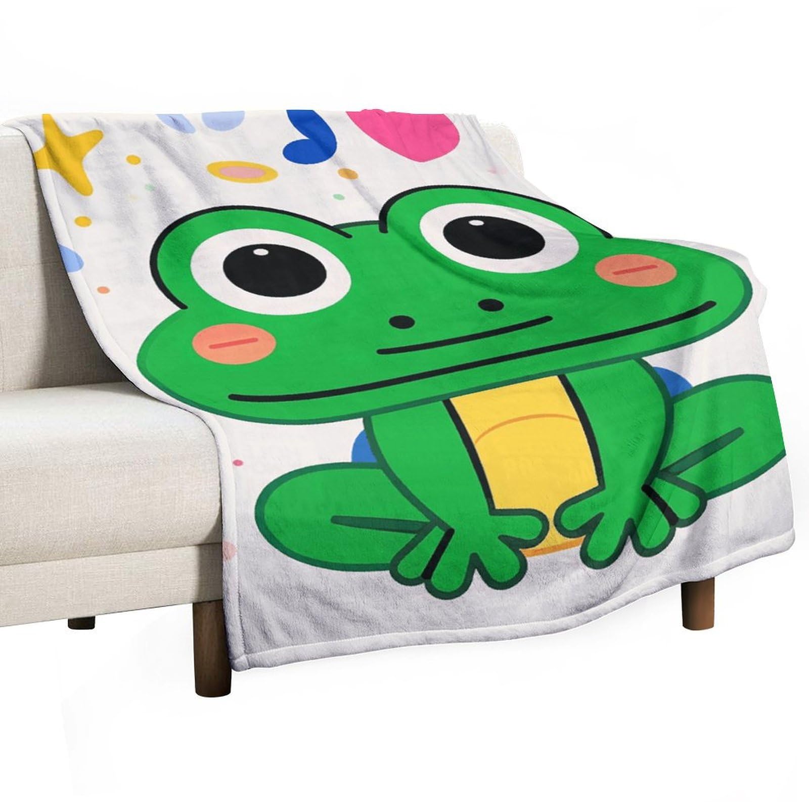 Couverture super douce motif grenouille imprimée en flanelle 177x127 cm pour lit et canapé