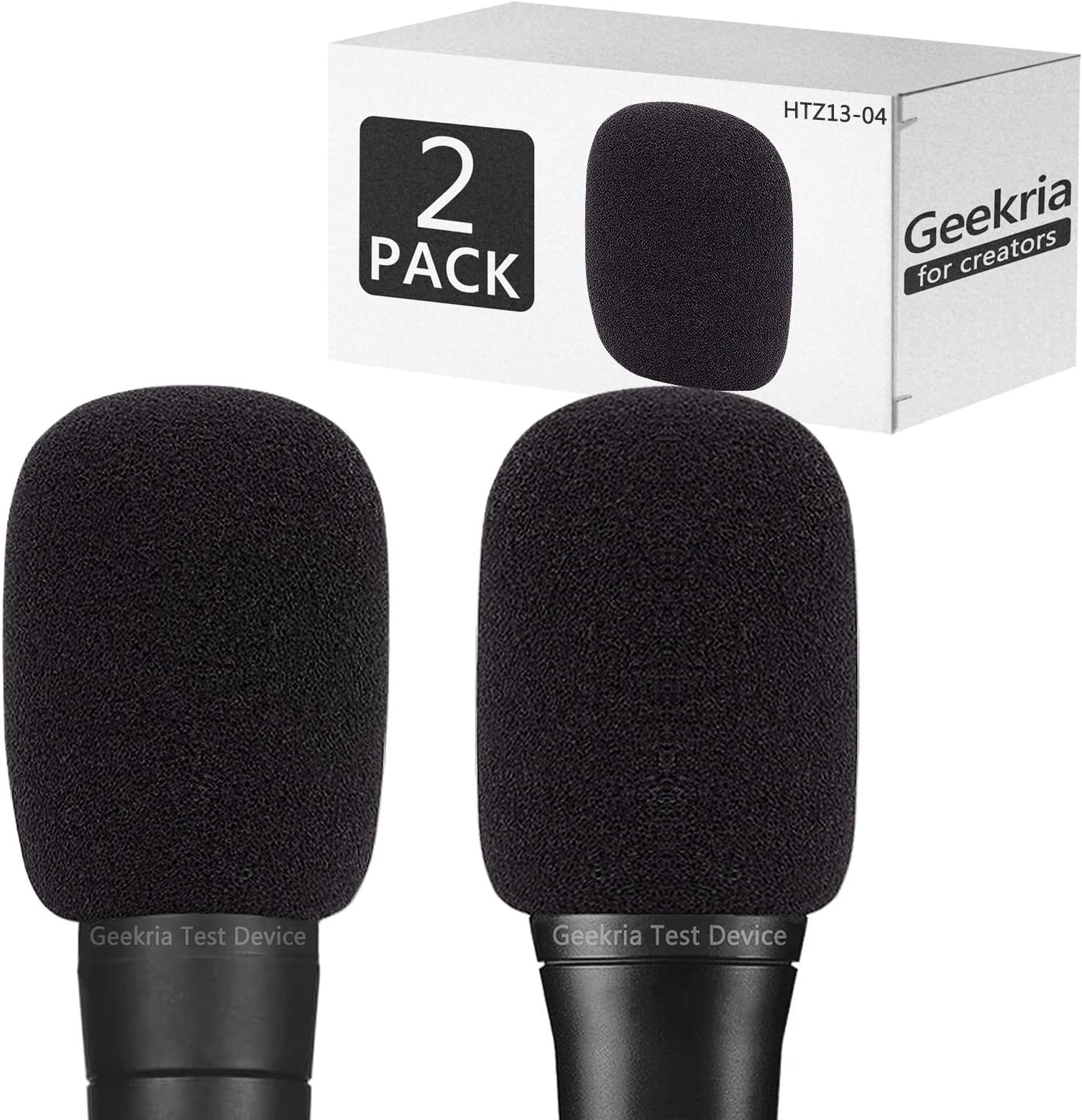 Geekria for Creators Foam Windscreen Compatible with Shure MV7, BETA 57A, BETA 58A, PGA48-QTR, PGA58-XLR Microphone Antipop Windshield, Mic Wind Cover, Sponge Foam Filter (Black / 2 Pack)