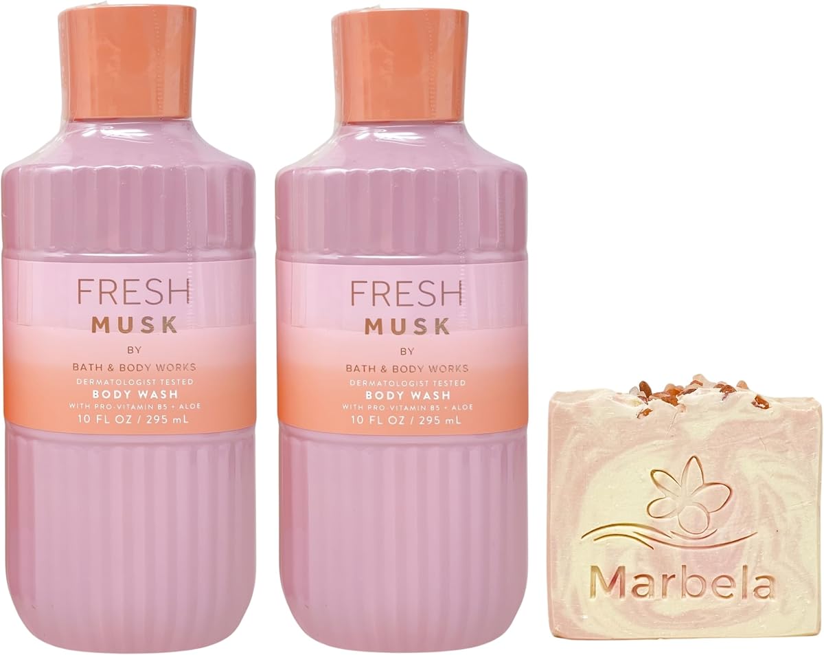 Bath & Body Works Fresh Musk 2 jabones corporales con jabón en barra de manantial de sales del Himalaya