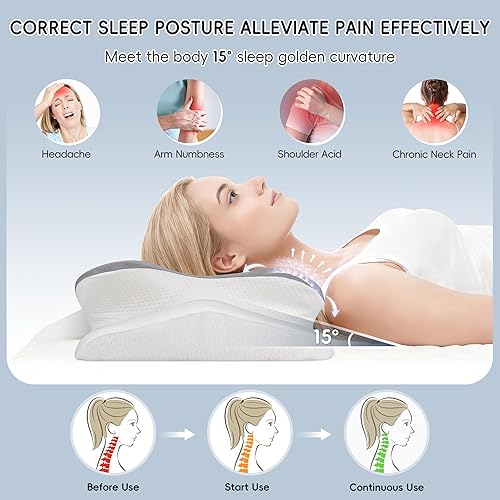 Miniatura 2 de Almohada cervical para el cuello, almohada ergonómica para dormir de lado para aliviar el dolor, almohada refrescante para dormir, cuello y hombro,