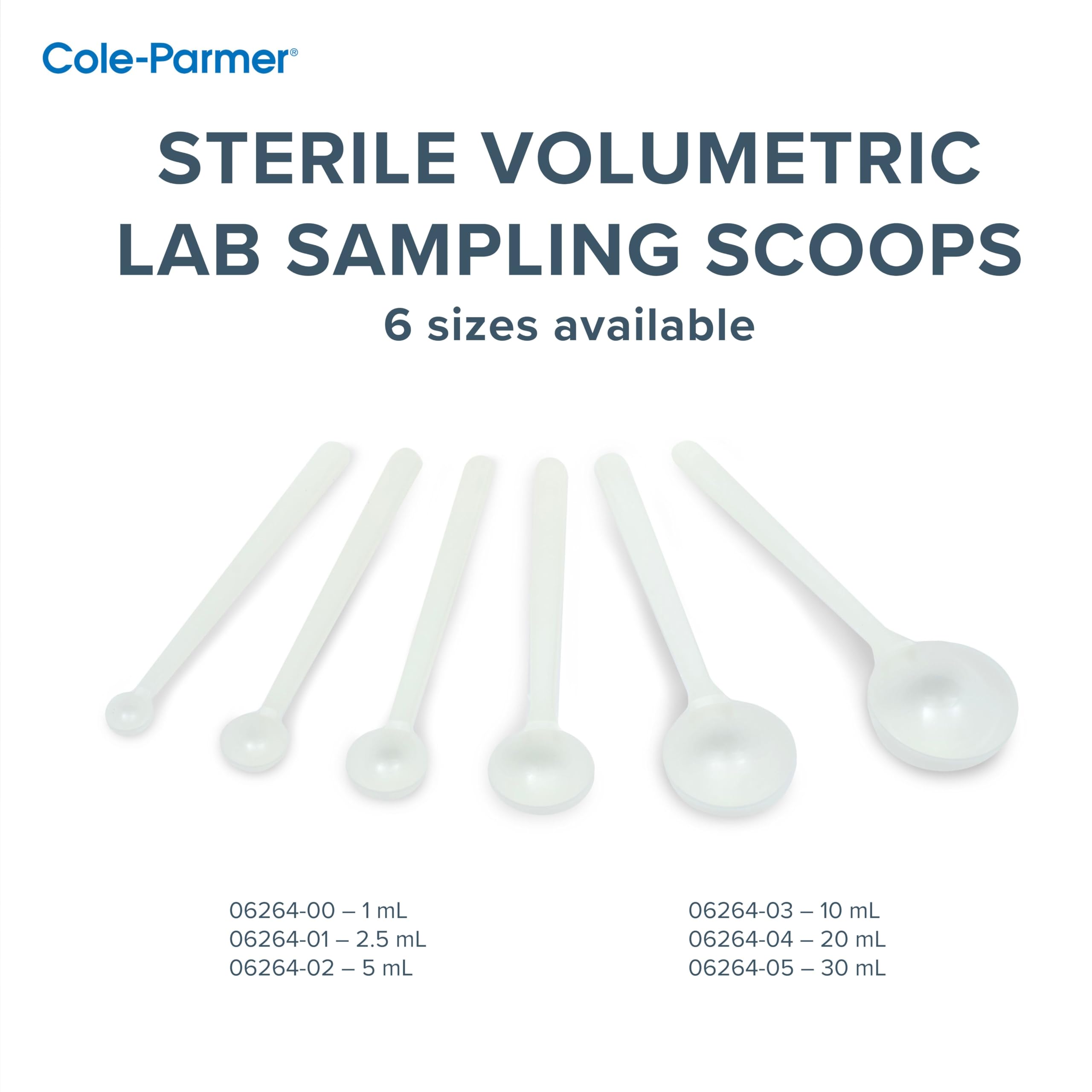 Cole-Parmer Cucchiai sterili volumetrici da laboratorio campionamento, HDPE, 1 ml (0,9 g); 100/PK.