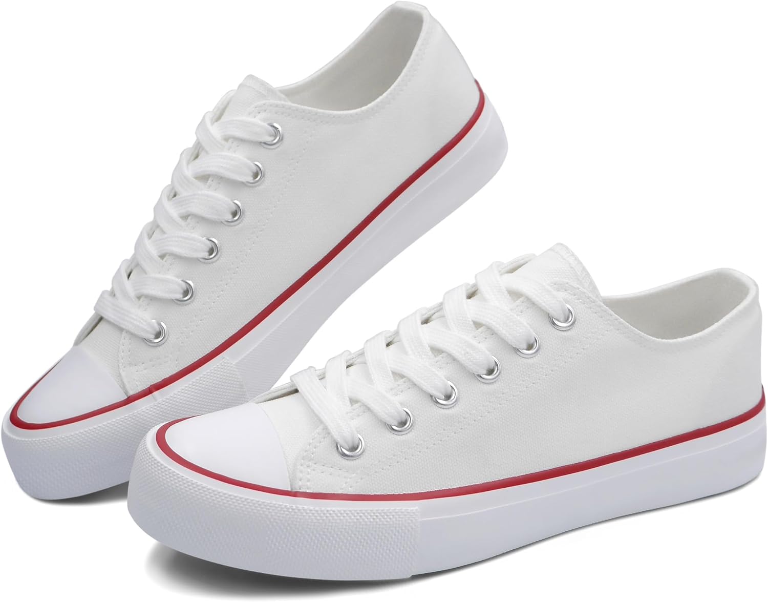 ANTLULU Womens Canvas Shoes Low Top and Lace up Fashion Casual Sneakers Black and White Classic - Image 3