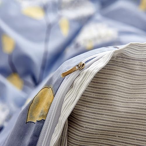 Miniatura 6 de Travan Juego de funda de edredón floral estilo jardín, 100% algodón, ultra suave, con cierre de cremallera, (3 piezas, tamaño King)