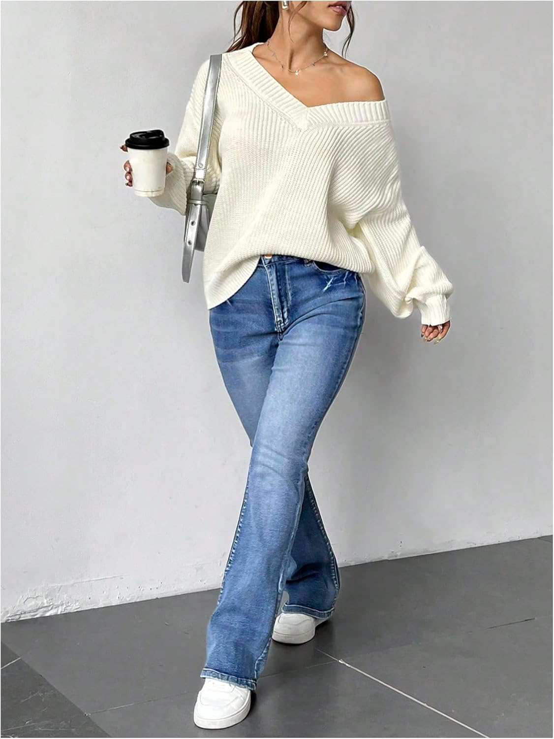 Verdusa Women's Cozy Sweaters Basic Tops V Neck Knit Pullovers Fall Outfits - Image 6