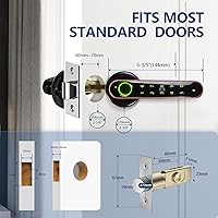 Vista 3 de 5-in-1 Unlock - Fingerprint, Bluetooth, Code, IC Card, Key Fingerprint Door Lock, Smart Door knob,Biometric Door Lock for Bedroom Home Hotel Office