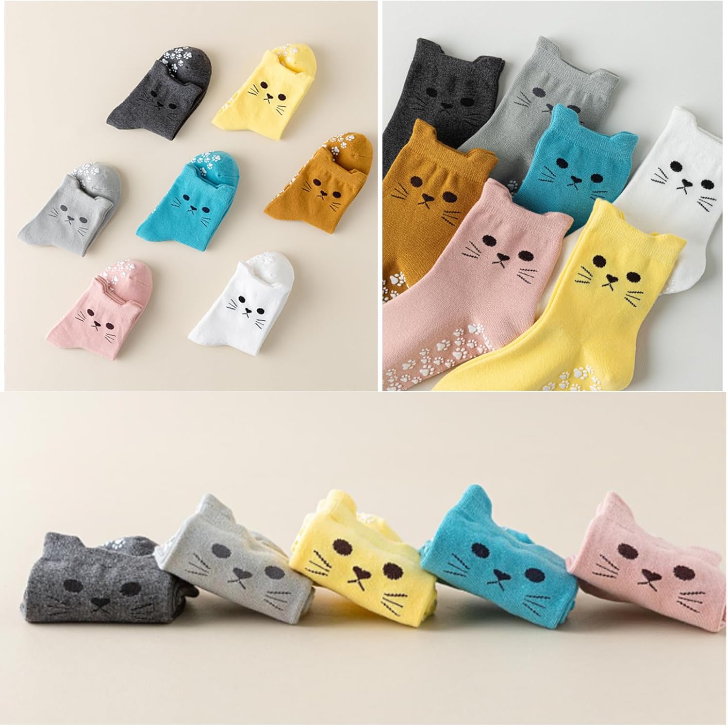 Cute Cat Pilates Sock with Grips Non-slip Yoga Sock Grip Socks for Women,Gifts for Women - Image 4