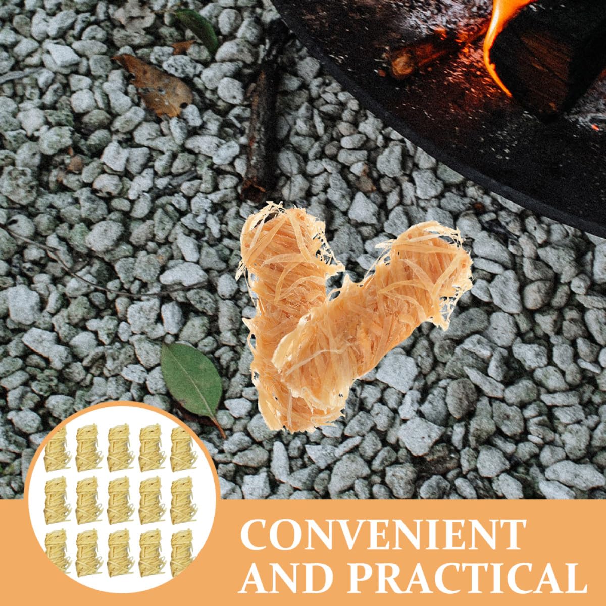 IMIKEYA Encendedor Natural para Barbacoa de Madera Resistente al Viento, 50 Piezas de Madera Khaki para Chimeneas y Camping en Cualquier Clima
