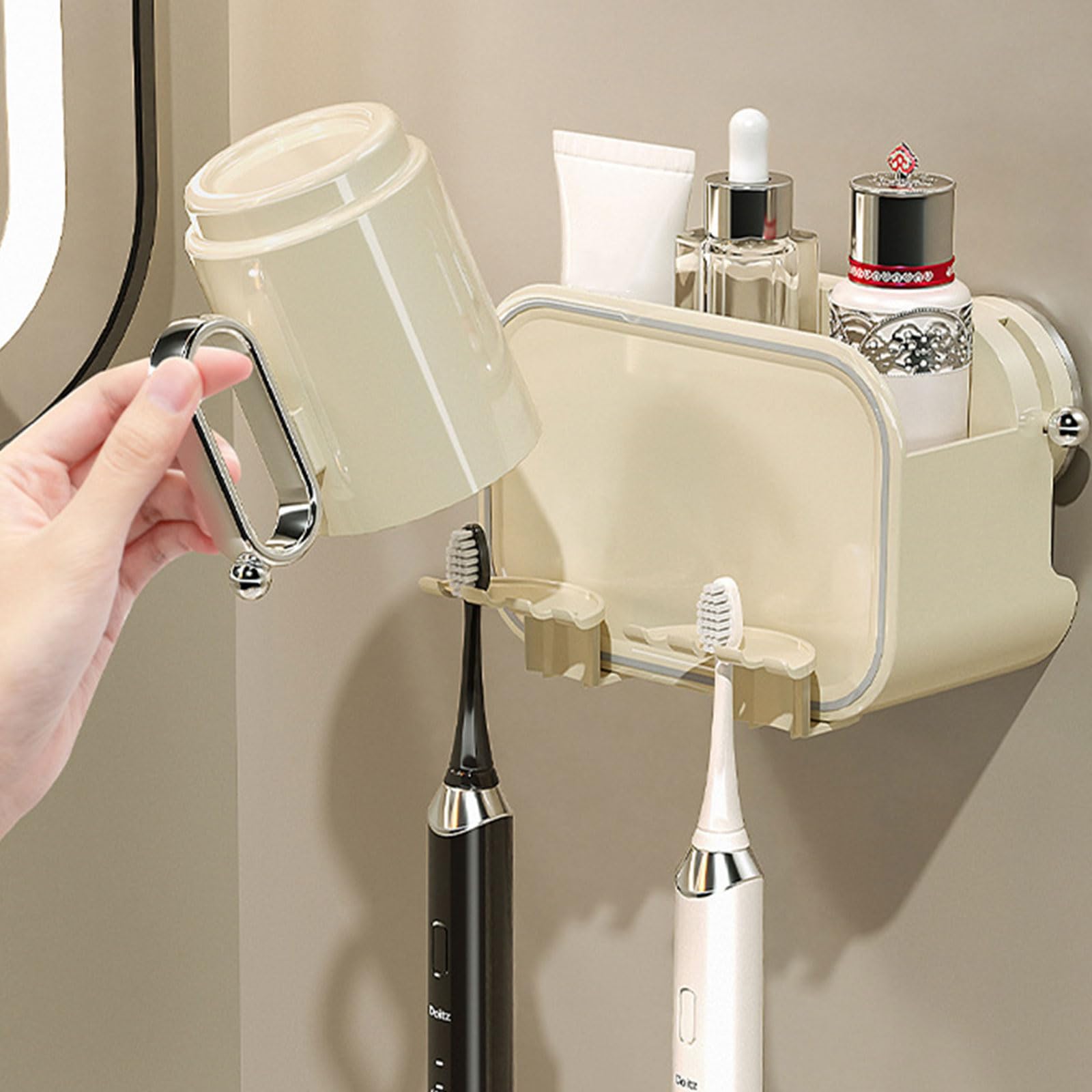 Portaspazzolino rimovibile con forti ventose, non forare gli organizzatori da bagno necessari per ambienti umidi, senza organizzatori per bagni