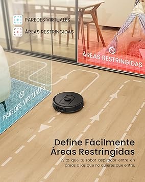 Vexilar W11 Robot Aspirador y Fregasuelos con Potente Succión 6000Pa, Robot Aspirador con Sistema de Navegación Láser Inteligente, Mapeo Inteligente, Base Autovaciado, Negro4