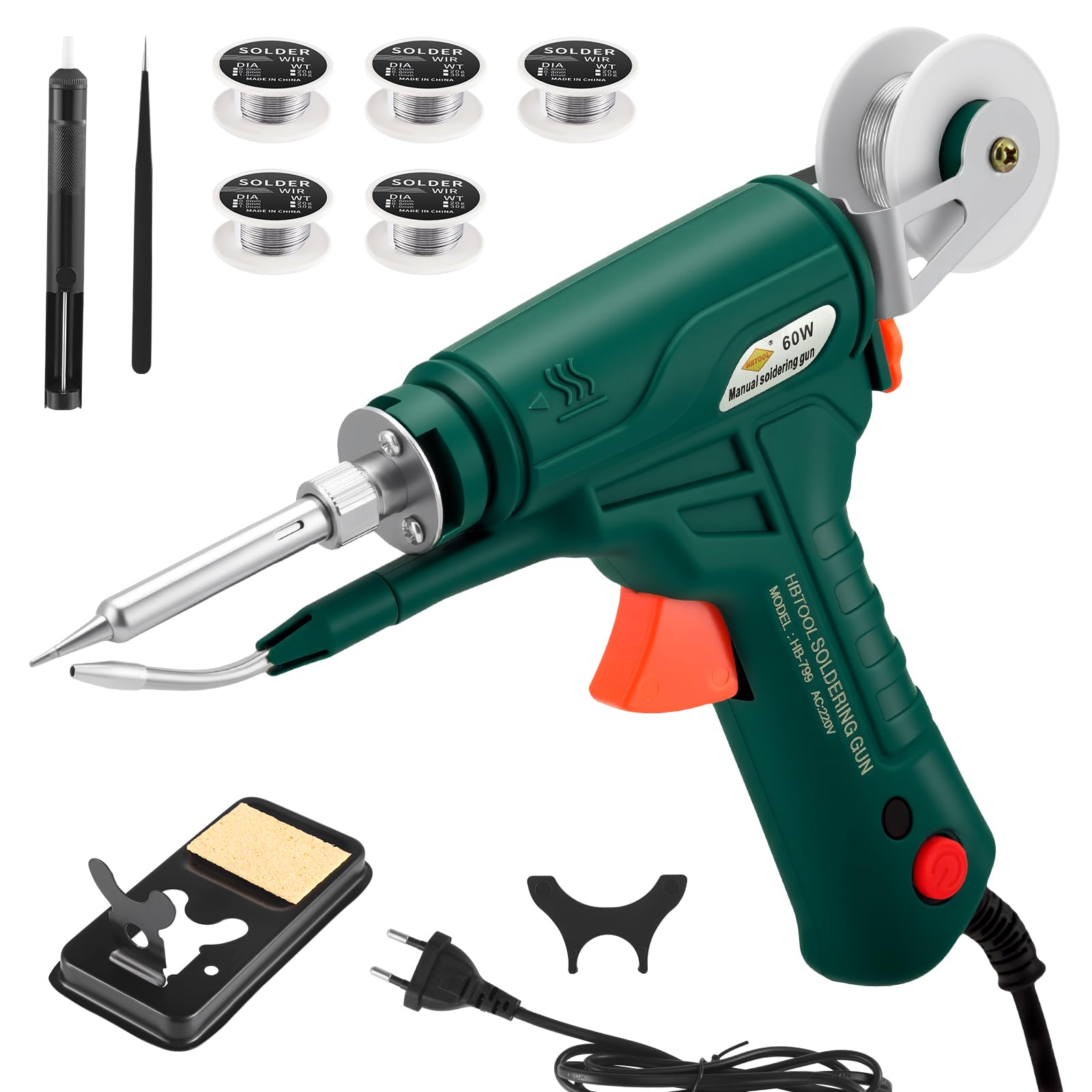 3-in-1 Handheld Laserschweißgerät 1500W, Laserpistole mit Automatischem Drahtvorschub zum Schweißen, Entrosten & Schneiden für Metall, Tragbares Laser Schweißgerät mit 6 Spulen, 220V (Grün)