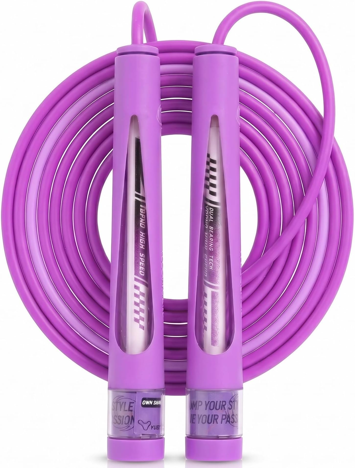 YUEDONG Jump Rope, Adjustable Tangle-Free Jump Rope with Dual Bearings, Easy-to-Learn Two-Section Rope Design, Anti-Slip Handles, Name Tag & Carry Bag for Boys, Girls and Beginners