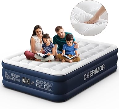 Air Mattress Queen with Built in Pump and Quilted Mattress Topper, 20
