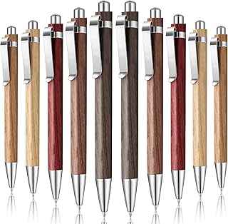 Fumete 10 Pcs Valentines Day Bamboo Wooden Pens Employee Appreciation Gifts Thank You Blank Laser Engraving 1mm Black Ink Ballpoint Pen Writing Office Supplies for Coworker Staff Team Teacher Adults