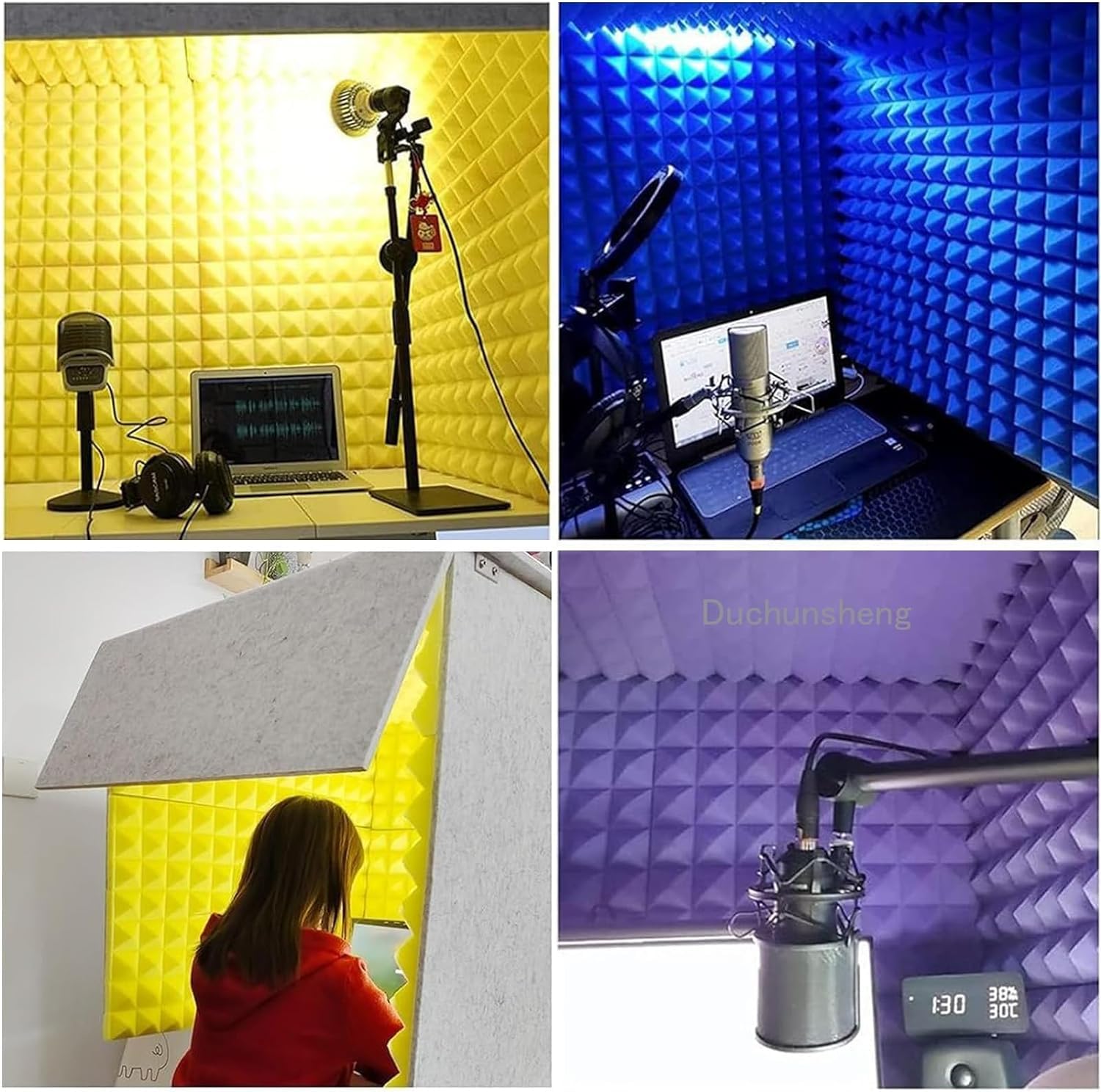 Cabine d'isolation insonorisée portable, réduction du bruit d'absorption acoustique, bouclier d'isolation de boîte vocale, facile à assembler, créer des conditions d'enregistrement claires et propres,